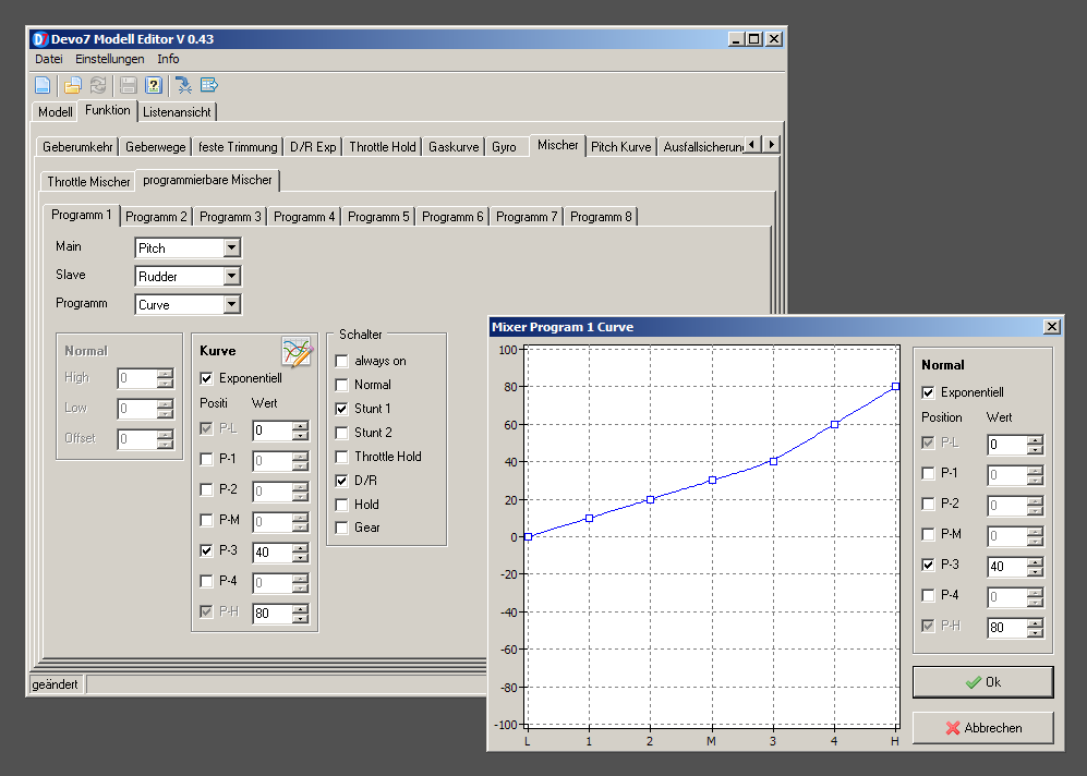 Devo 7 Modell Editor Screenshot